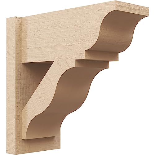 Ekena Millwork 8"W x 18"D x 18"H Funston Traditional Rough Cedar Woodgrain TimberThane Outlooker, Primed Tan