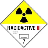 Panneau de sécurité pour substances dangereuses Radioactive 3 – Autocollant 200 mm x 200 mm
