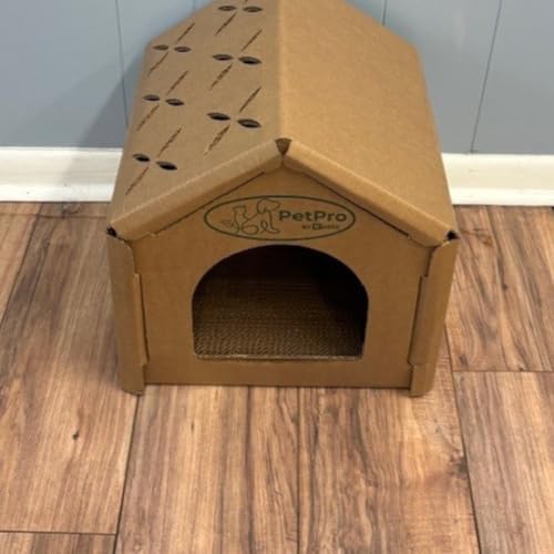 Cozy Cat House, Corrugated Cardboard Cat House - Small Size, Sturdy, Cat Hideaway, for Indoor Cats and Rabbits, Cardboard,Brown.