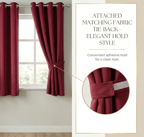 Image of VAS COLLECTIONS 100% Blackout Door Curtains, 5 Feet (121 x 152 cm) Set of 2, Plain, Thermal Insulated, Room Darkening Curtains for Living Room, Bedroom (Maroon)