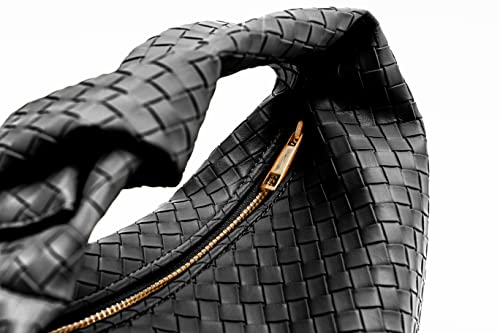 Prettygarden Women's Soft Leather Handbags Purse Fashion Shoulder Bag Dumpling Knotted Handle Hobo Bags(Black) #TOP3