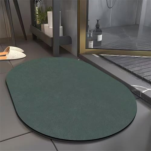 Odot Tappeto Bagno Antiscivolo Diatomite Tinta Unita, Lavabile Assorbente Asciugatura Rapida Tappetino in Microfibra Tappetino da Bagno per Doccia Ingresso Cucina (Verde,50x80cm)