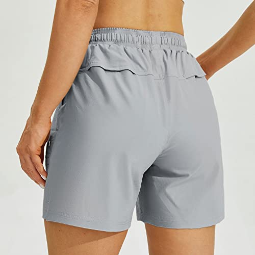 Willit Women's 5" Hiking Shorts Golf Athletic Outdoor Shorts Quick Dry Workout Summer Water Shorts With Pockets Gray M #TOP2