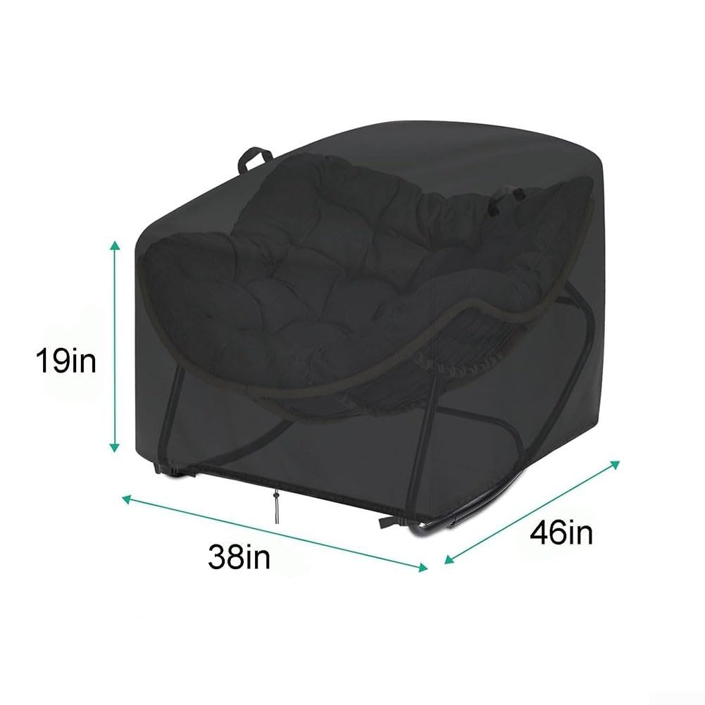 210D Oxford - Funda para silla mecedora de huevos para exteriores con banda elástica, impermeable, resistente a los rayos UV, ajuste cómodo para patio, jardín y sillas de ratán (46 x 38 x 19 pulgadas