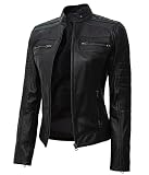 Blingsoul Cafe Racer Womens Leather Jacket | [1313724] Cafe Racer Black, L