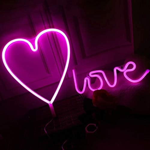 ENUOLI Love Neon Sign Pink Neon Light LED Neon Sign Neon Wall Light Art Decor USB&Battery Powered Neon Night Light for Girls Room Love Light Up Sign for Valentine's Day Wedding Christmas Party