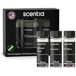 5 Star Hotel Diffuser Oil Gift Set 3X20 mL, Miami One, Coastal & W Bliss | Scentia IFRA-Compliant Aromatherapy Oils, Cardamom & Sandalwood Blend, Up To 180 Hrs. Diffusion, Made In USA