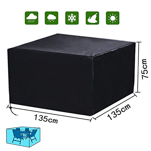 Diossad - Funda Protectora para Muebles de Patio (Impermeable, 135 x 135 x 75 cm), Color Negro