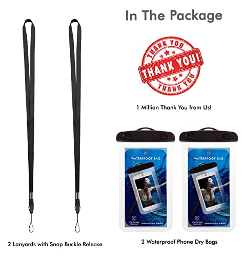 2-Pk Waterproof Phone Pouch Phone Dry Bag Case With Lanyard For Iphone 13 12 11 Pro Max Xs Samsung Galaxy S10 Google Up To 7.0". Universal Compatible. Essential Travel Accessories. #TOP5