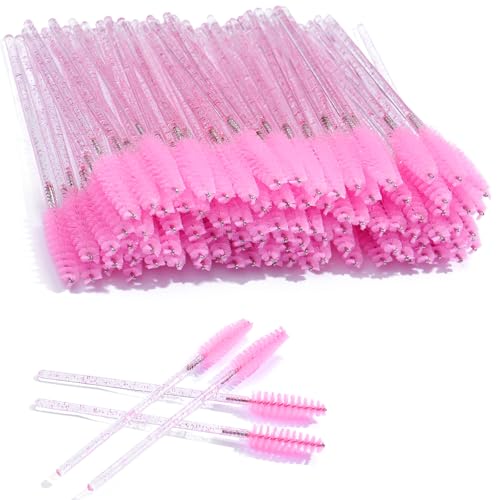 300PCS Cepillos Desechables De Pestañas Y Cejas - Aplicadores De Maquillaje Para Cejas - Cepillo De Pestañas De Cristal - Accesorios Para Extensiones De Pestañas - Herramientas Cosméticas (Rosa)