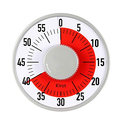 Kirot Round Mechanical Countdown Classroom Teaching Visual Timer,Kitchen timer With Magnet Alarm,60 Minutes Limit Counter For Cooking baking Kids Housework Sports Office Meeting (Big)