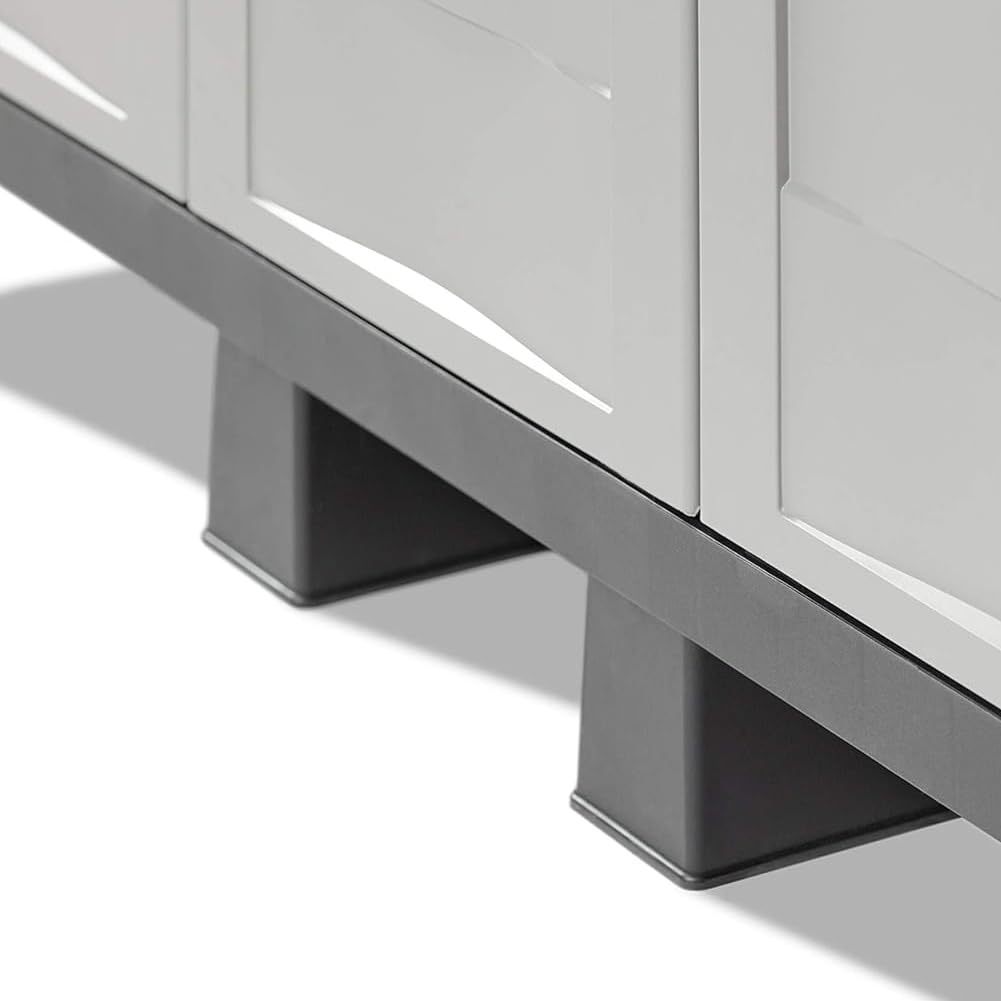 BAKAJI Mobile Armadio in Polipropilene da Esterno ed Interno, Mobiletto Armadietto con Tripla Anta Resistente agli UV e Ripiano regolabile, Ideale Giardino, Balcone, Bagno, Ufficio (3 Ante)