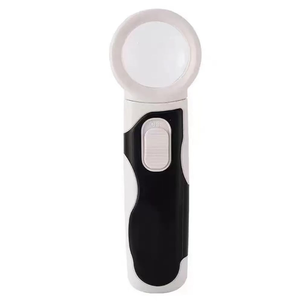Jnchdghwa Reading Magnifying Glass Handheld 10x with Two LED Light High Definition Acrylic Optical Lens Magnifier for Book Reading for Repairing