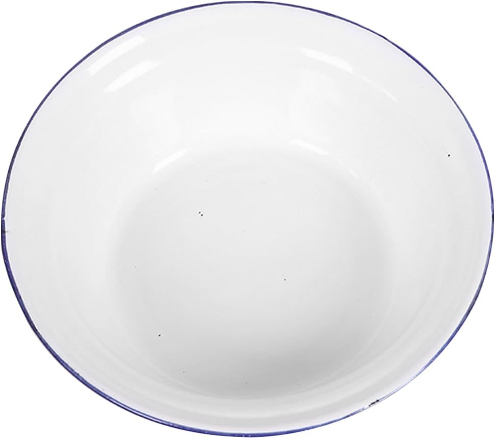 PRETYZOOM Enamel Bowl 7.08 Inch Round Unbreakable Enamelware Mixing and Serving Bowl for Vegetables Salads Snacks Kitchen Tableware