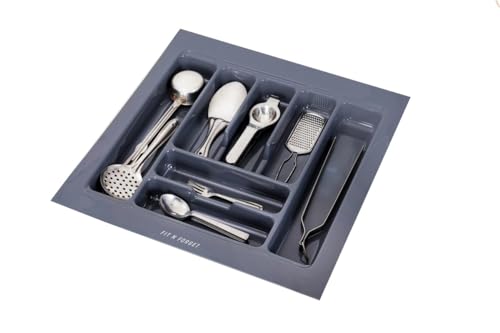 Image of Polyvinyl Chloride Heavy Pvc Cutlery Tray,Modular Kitchen Basket Storage Organizer,Heavy Stylish Tray,Cutlery Tray For (21X19 Inchcosmetics, Grey)
