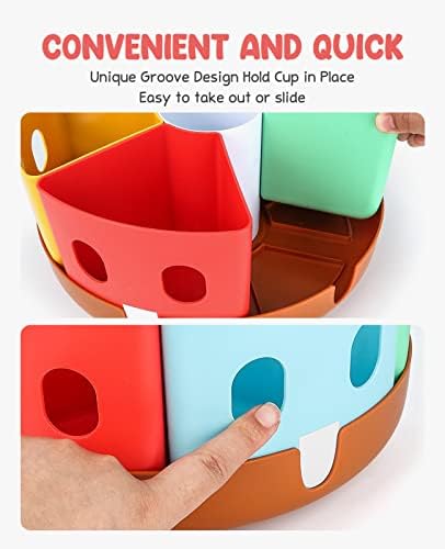 Gamenote Rotating Desk Stationary Organiser, 7 Segments, School Supplies Organizer for Kids, Art Supply Organizer for Home Office Classroom, Multicolored (Large)