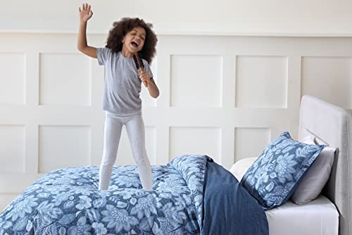Poppy & Fritz - Twin Comforter Set, Reversible Cotton Bedding With Matching Sham, Medium Weight Home Decor (Simone Blue, Twin) #TOP7