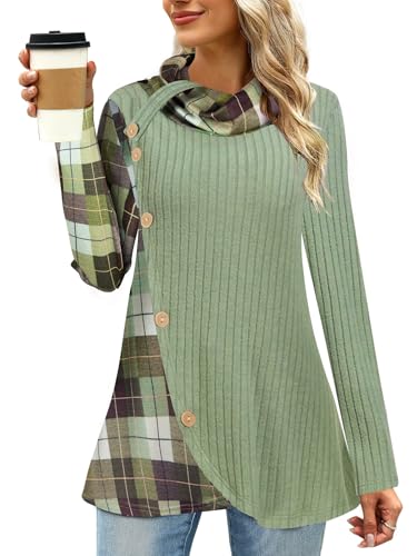Image of Cestyle Cowl Neck Tunic Sweaters for Women Long Sleeve Casual Pullover