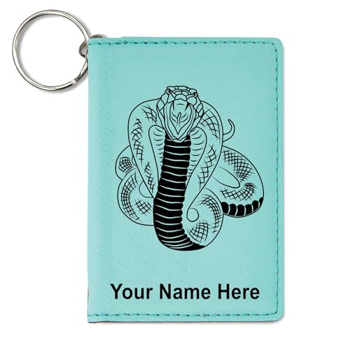 LaserGram ID Holder Wallet, Cobra Snake, Personalized Engraving Included (Teal)