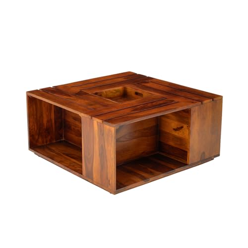 Image of Wakefit Laurina Sheesham Wood Coffee Table - Natural Finish