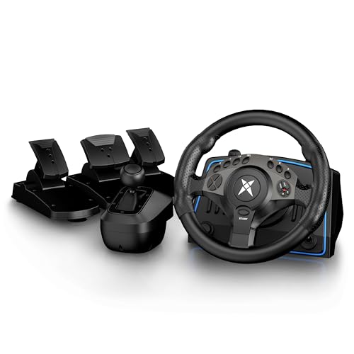 PC Racing Wheel with Pedals and H-Shifter - 1080 Degree 28cm 11" Large Magnetic Induction Gaming Steering Wheel for Euro Truck Simulator 2, American Truck Sim, Farming Simulator, Windows 7/8/10/11 by NBCP - Used condition - US$116.18