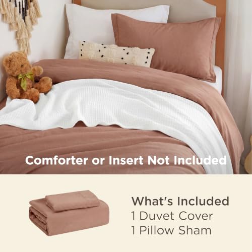 Image of Bedsure Prewashed Twin Duvet Cover, Cotton-Like Bedding Set, Mocha Mousse