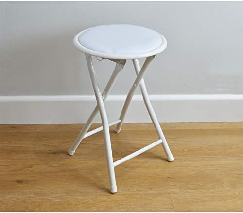 Harbour Housewares Round Compact Folding Stool Seat - White