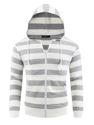 Lars Amadeus Striped Hoodie for Men's Lightweight Long Sleeves with Pockets Hooded Stripes Jackets2