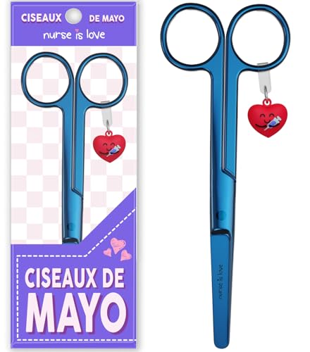 Mayo Ciseaux infirmiere, ciseaux infirmier bout rond | infirmiere accessoires avec motifs uniques à pansement compressif | lames aiguisées inox | idéal trousse de secours