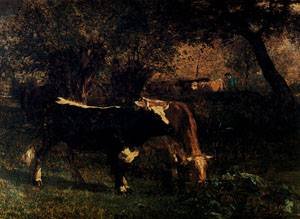 Peinture à l'huile Vaches à L'Abreuvoir 1855 cadeau idéal pour passionné d'art ancien