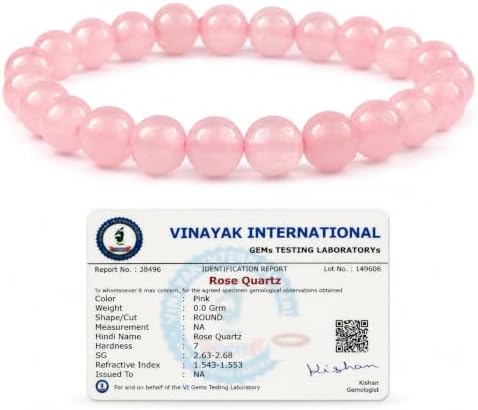 Reiki Crystal Products Certified Natural Crystal Stone 8 mm Round Beads Bracelet for Men and Women | Reiki Charged Gemstone Bracelet | Multiple Stone Variants Available
