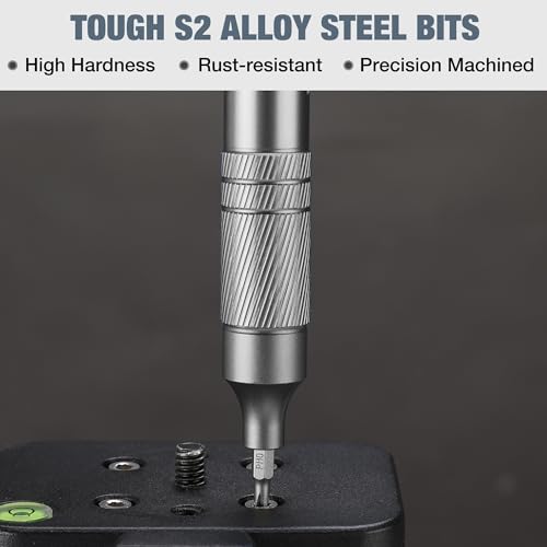 WORKPRO 24 in 1 Multi Bit Mini Screwdriver Set Magnetic, Manual Pen Screwdrivers, Tough S2 Steel Small Screwdriver Bits for Eyeglass, Watch, Laptop, Phone, Jewelry and Electronic, Grey