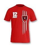 em qualifikation serbien 100 % Baumwolle und 145 g/m² Luckja EM 2016 Trikot Ösrerreich Kinder T-Shirt Rot-Weiss Grösse 134/146