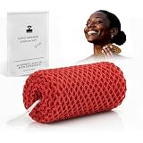 Spugna Africana Esfoliante per Doccia, rete africana autentica dal Ghana a nodi con cordino per appenderla, Spugna da bagno naturale Scrub Esfoliante per corpo e schiena, Antibatterica (Rossa)