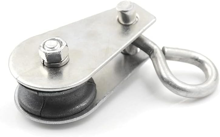 cuerda de polea Poleas for alambre, polea de rueda ranurada, 1 pieza, elevación giratoria única duradera, polea de cuerda de 0,3 pulgadas, polea de bloque de rodillos, rueda de metal de 0,03 toneladas