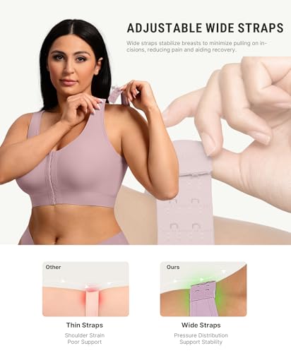 Image of FeelinGirl Mastectomy Bras for Women Compression Post Op Surgery Bra Front Closure Surgical Recovery Everyday Bra