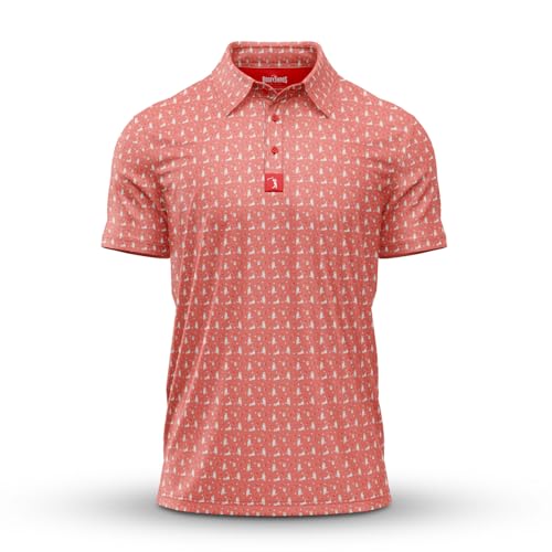 Bogey Bros Golf Polo Shirt for Men – 4 Way Stretch Short Sleeve, UPF 50, Moisture Wicking Athletic Fit - Kitty Magnet - Medium