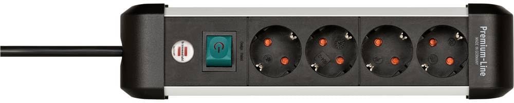 BrennenstuhlPremium-Alu-Line Steckdosenleiste 4-Fach/Steckerleiste aus hochwertigem Aluminium (Mehrfachsteckdose mit Schalter und 1,8m Kabel, Made in Germany)