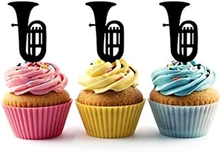 TA1102 Euphonium Music Instrument Silhouette Party Wedding Birthday Acrylic Cupcake Toppers Decor 10 pcs