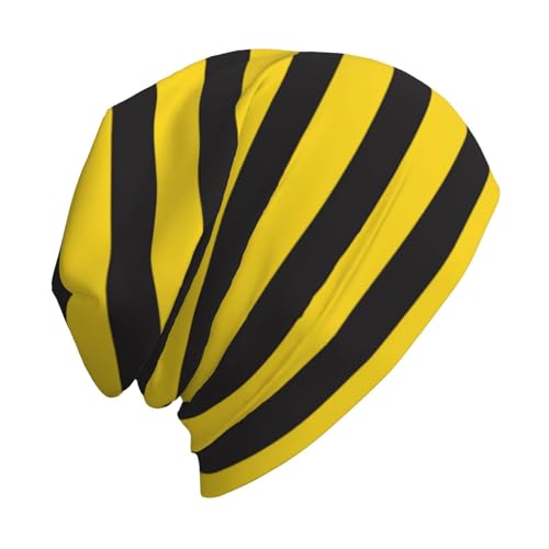 BYwenhopnbs Bonnets d'hiver en Tricot à Rayures Noires et Jaunes, Bonnets Chauds Unisexes pour Hommes et Femmes – vue 3