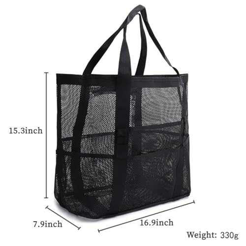 Mesh Beach Bag for Women, Large Beach Tote Bag with 8 Pockets, Lightweight Beach Bags Accessories Essentials4