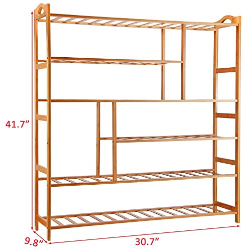 Étagère à chaussures pliable en bambou meuble de rangement 6 niveaux modulable - 4
