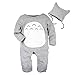 Big Elephant 2 Pieces Baby Boys Long Sleeve Totoro Romper with Hat Set D76 (3-6 Months, Gray) (Tag Size:80+)