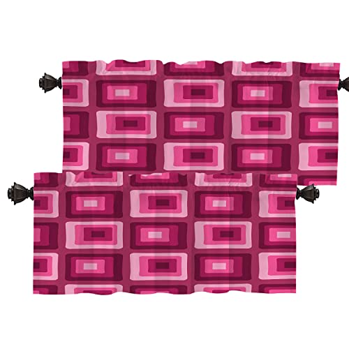 Batmerry Cortinas retro funky moradas, abstractas, coloridas y geométricas, para cocina, cenefas de cocina, cortinas opacas de poliéster multicapa para sala de estar/baño, paquete de 2 unidades de 52