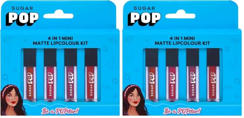 Image of SUGAR POP 4 in 1 Mini Matte Lipcolour Kit | Vitamin E | Smudgeproof | Long-lasting Wear | 4 N x 1.1 ml - 02 Bare Essentials (Pack of 2)
