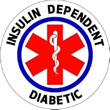 Insulin Dependent Diabetic Safety Sign Sticker Car Vehicle Window Bumper First Aid Safety Vinyl Decal (4 Inch Tall)