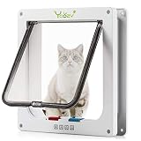 Ycozy Grande Chatiere pour Chat Taille Extérieure 25.2 x 23.7cm Porte Intérieure de Verrouillage à 4 Voies pour Intérieur Porte Extérieure Fenêtre Murale Rabat de Chat Résistant aux Intempéries Animal