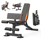 Z ZHICHI Banco de pesas ajustable, banco de rizos multifunción para gimnasio en casa, extensión de piernas plegable y máquina de curvatura de piernas, capacidad de peso 660 libras.