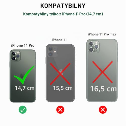 TENDLIN Etui iPhone 11 Pro Hybrydowe z drewna i węgla i skóry kompatybilne z iPhone 11 Pro (czarny)