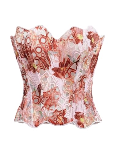 WDIRARA Women's Lace Corset Tops Mesh Strapless Bustier Tube Going Out Top